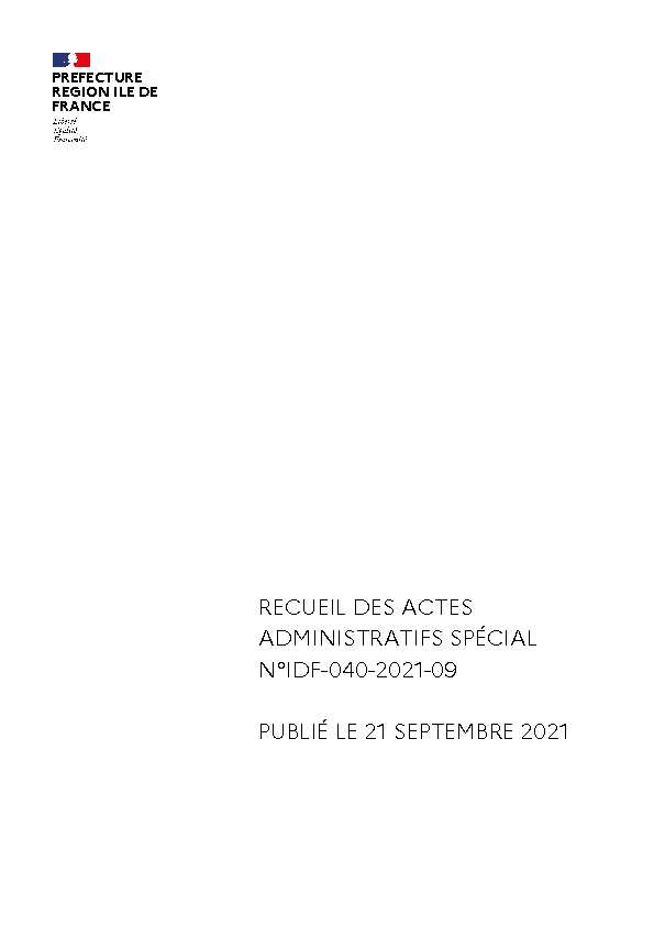[PDF] RECUEIL DES ACTES ADMINISTRATIFS SPÉCIAL N°IDF-040