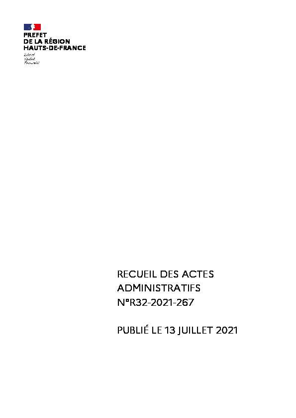 RECUEIL DES ACTES ADMINISTRATIFS N°R32-2021-267 PUBLIÉ