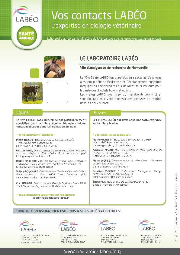 [PDF] Vos contacts LABÉO - Lexpertise en biologie vétérinaire