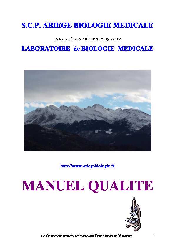 [PDF] Manuel Qualité - ariege biologie medicale