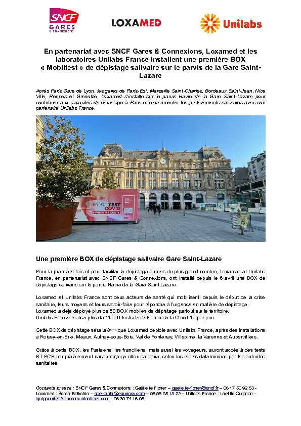 [PDF] En partenariat avec SNCF Gares & Connexions Loxamed et les