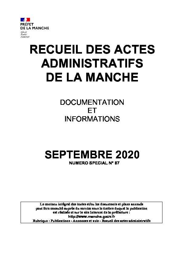 [PDF] RECUEIL DES ACTES ADMINISTRATIFS DE LA MANCHE