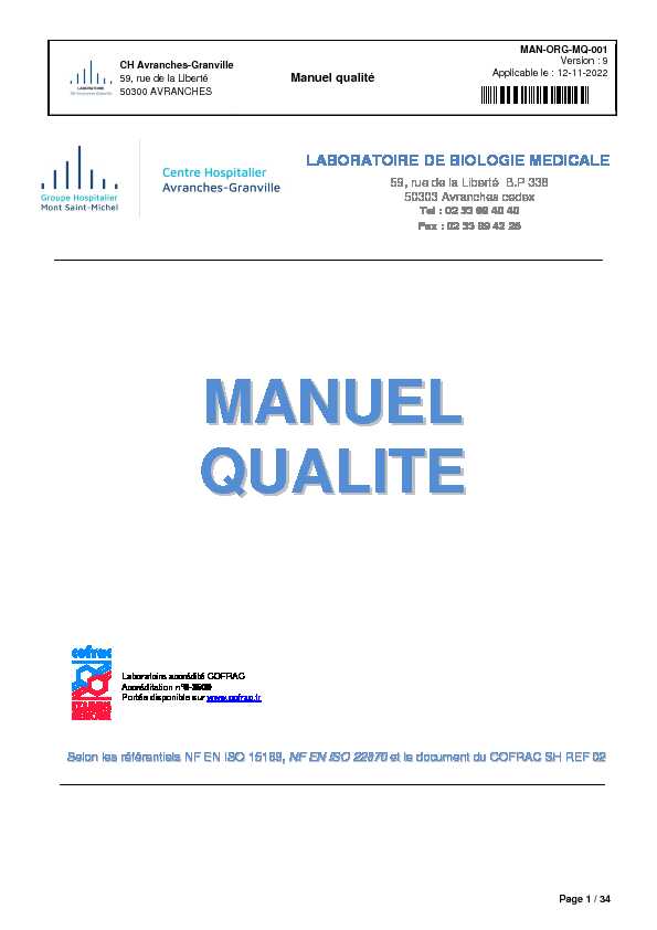 [PDF] Manuel qualité - REFERENTIEL DU LABORATOIRE