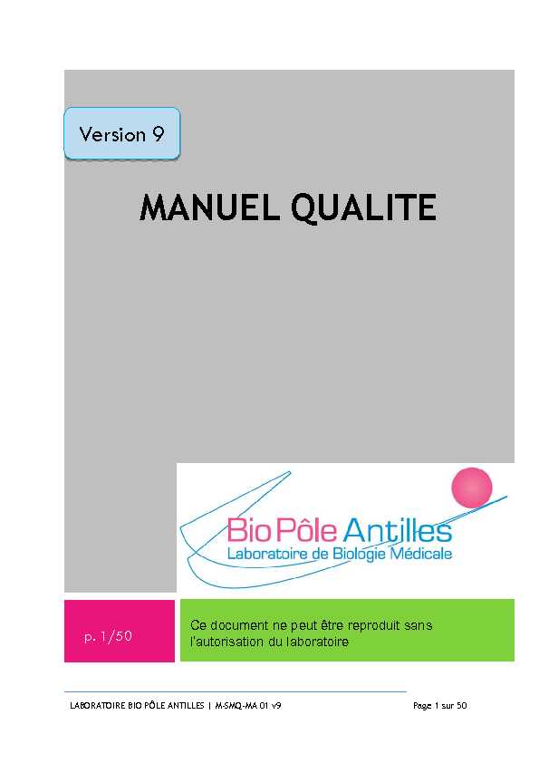 [PDF] MANUEL QUALITE - Bio Pôle Antilles