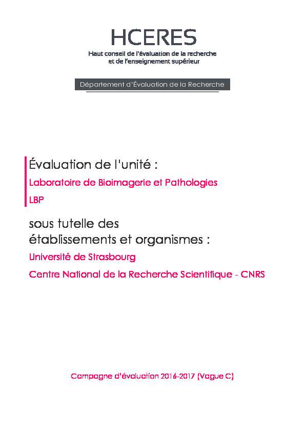 [PDF] Évaluation de lunité : - Laboratoire de Bioimagerie et Pathologies LBP