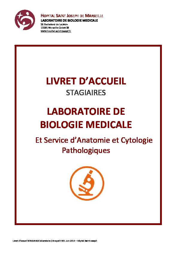 [PDF] LIVRET DACCUEIL LABORATOIRE DE BIOLOGIE MEDICALE