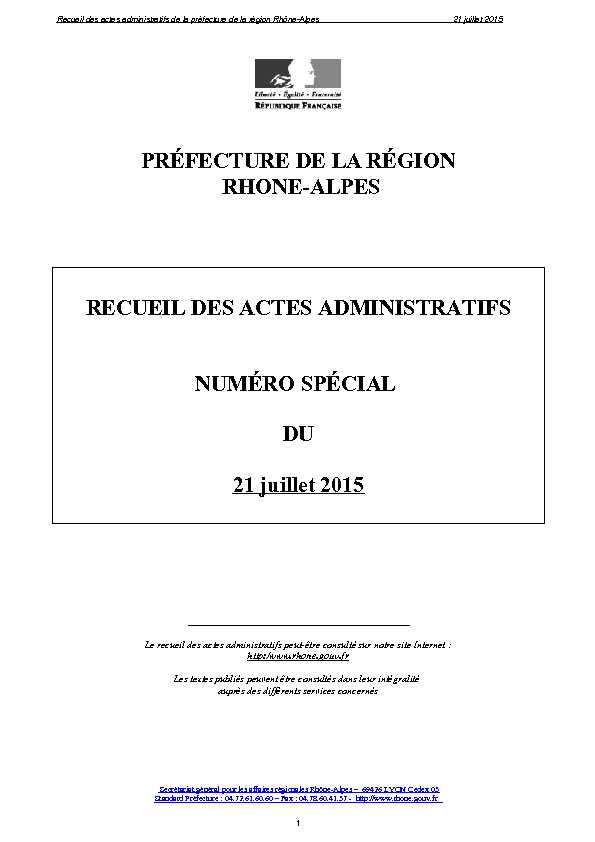 [PDF] préfecture de la région rhone-alpes recueil des actes administratifs