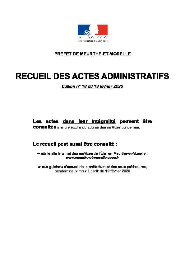 [PDF] RECUEIL DES ACTES ADMINISTRATIFS