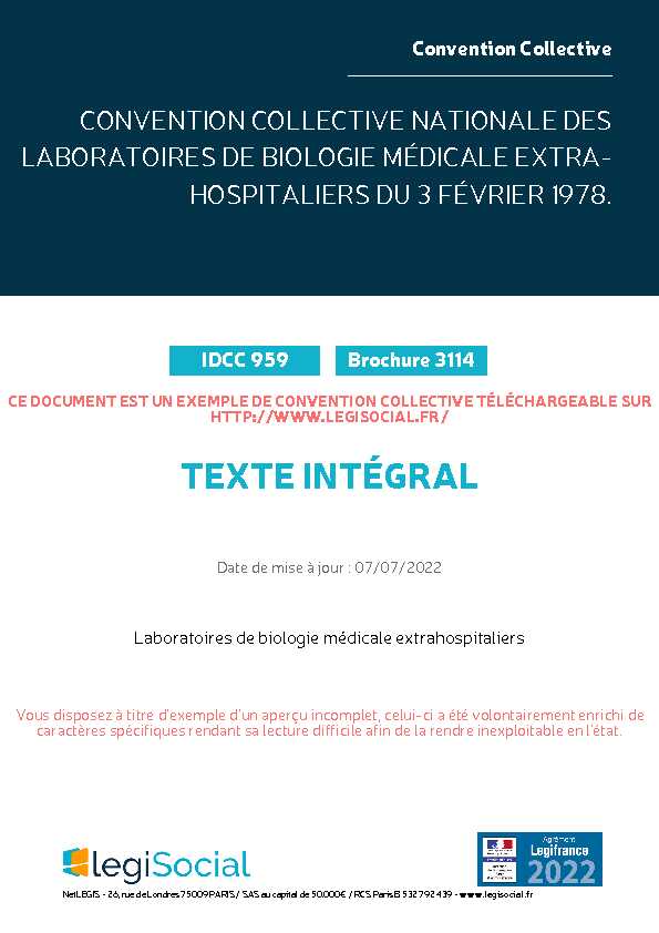 [PDF] Laboratoires de biologie médicale extrahospitaliers - LégiSocial