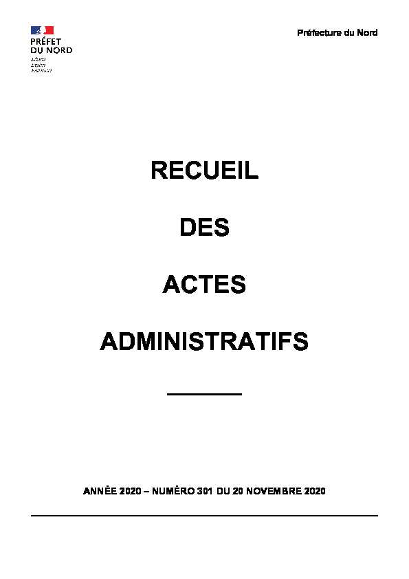 [PDF] RECUEIL DES ACTES ADMINISTRATIFS - Préfecture du Nord