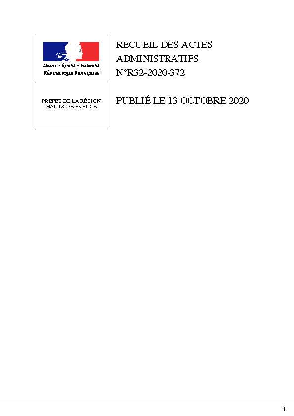 [PDF] RECUEIL DES ACTES ADMINISTRATIFS N°R32-2020-372 PUBLIÉ