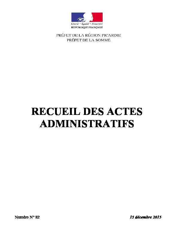 [PDF] RECUEIL DES ACTES ADMINISTRATIFS - Préfecture de la Somme