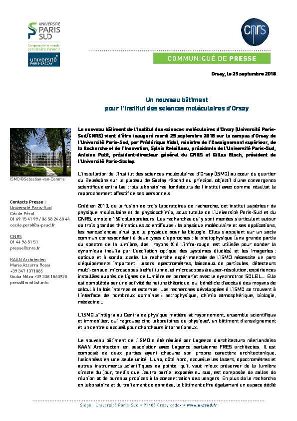 [PDF] Un nouveau bâtiment pour lInstitut des sciences moléculaires dOrsay