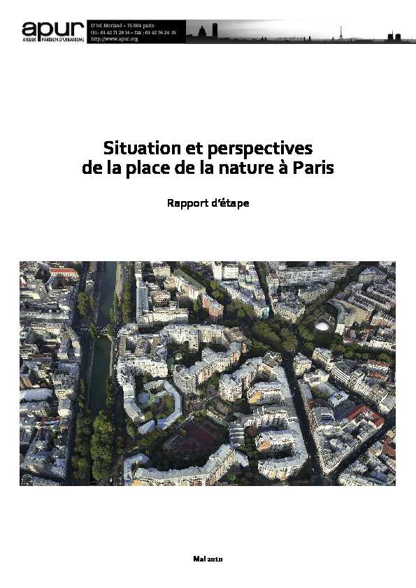 [PDF] Situation et perspectives de la place de la nature à Paris - Apur