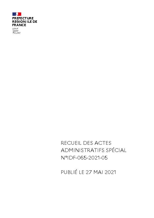[PDF] RECUEIL DES ACTES ADMINISTRATIFS SPÉCIAL N°IDF-065