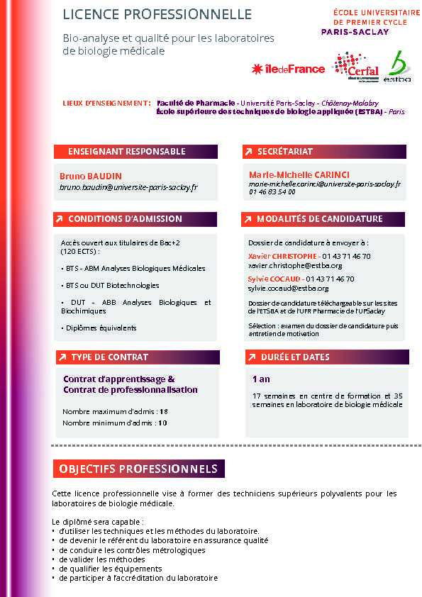 [PDF] LICENCE PROFESSIONNELLE - Faculté de Pharmacie