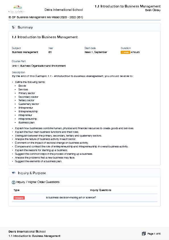 [PDF] 11 Introduction to Business Management - Deira International School