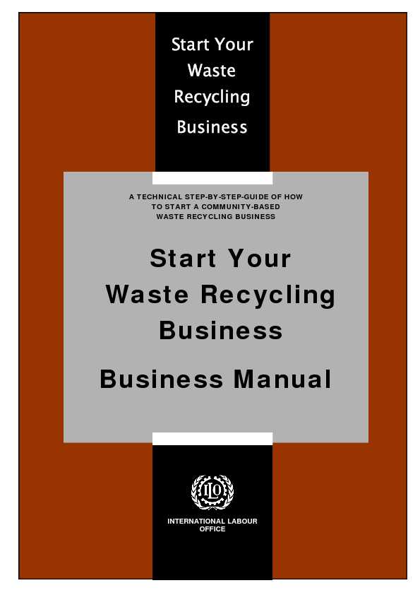 [PDF] Start Your Waste Recycling Business Business Manual - ILO