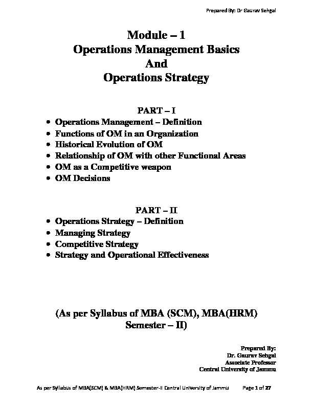 [PDF] Module – 1 Operations Management Basics And Operations Strategy