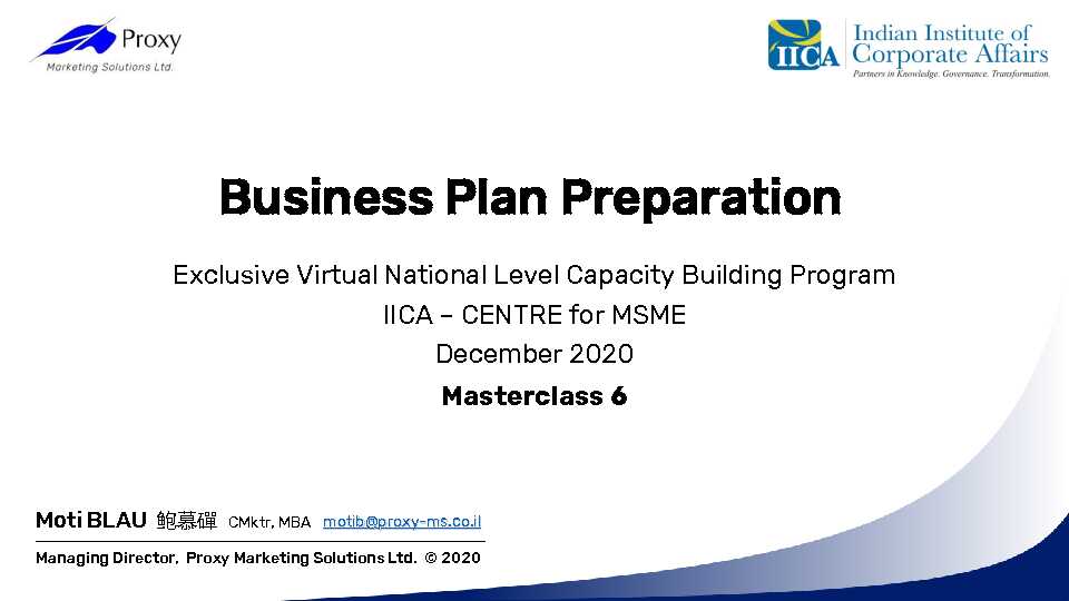 [PDF] Business Plan Preparation  IICA