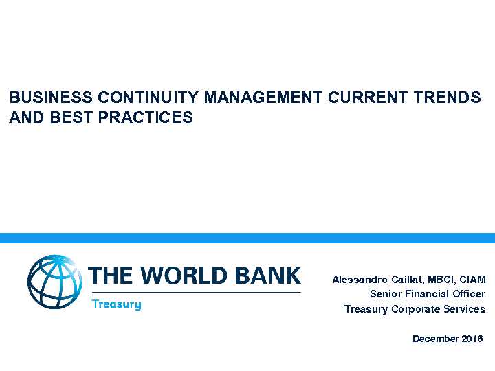 [PDF] Operational Risk and Business Continuity - Pubdocsworldbankorg