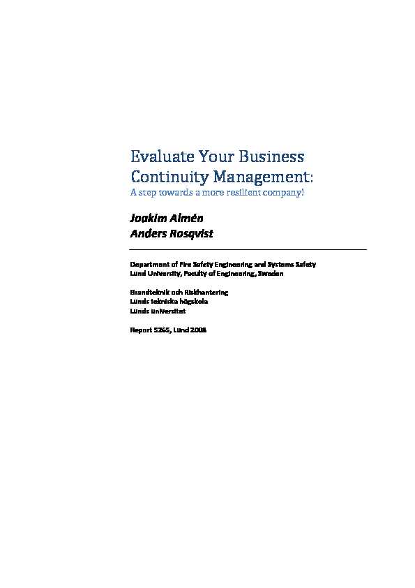 [PDF] Evaluate your Business Continuity Management