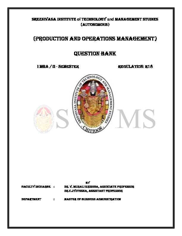 [PDF] (PRODUCTION AND OPERATIONS MANAGEMENT) Question bank