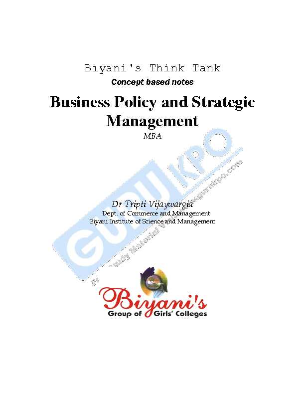 [PDF] Business Policy and Strategic Management - GuruKPO