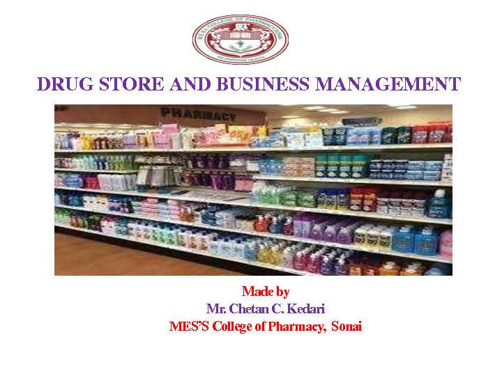 [PDF] DRUG STORE AND BUSINESS MANAGEMENT