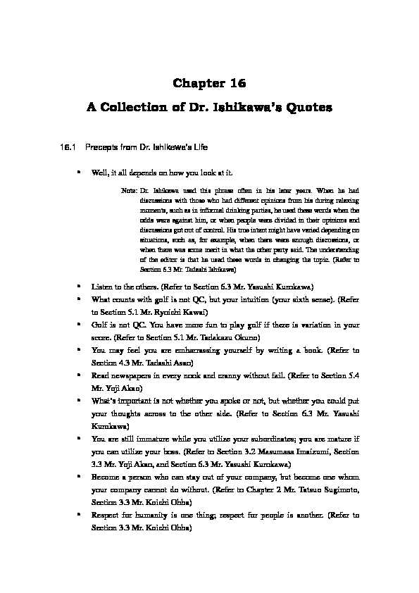 [PDF] Chapter 16 A Collection of Dr Ishikawas Quotes