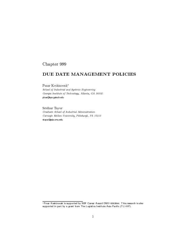 [PDF] Chapter 999 DUE DATE MANAGEMENT POLICIES - ISyE - GATech