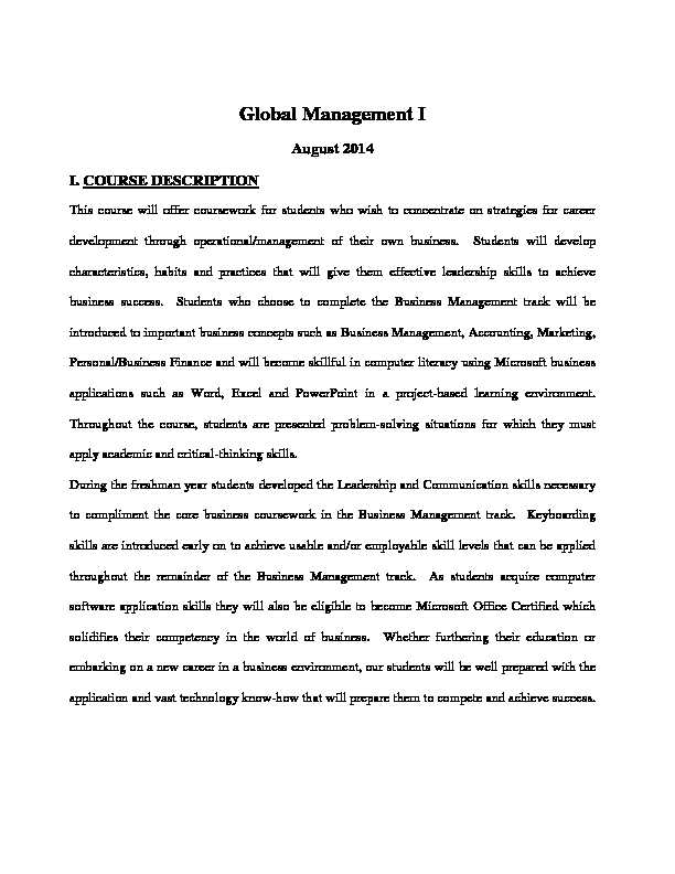 [PDF] Global Management I