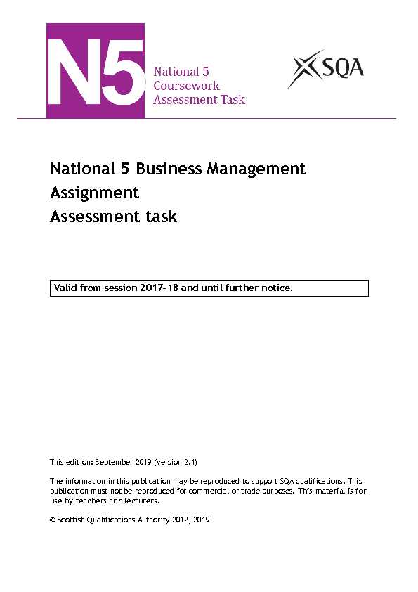 [PDF] National 5 Business Management Assignment Assessment task - SQA