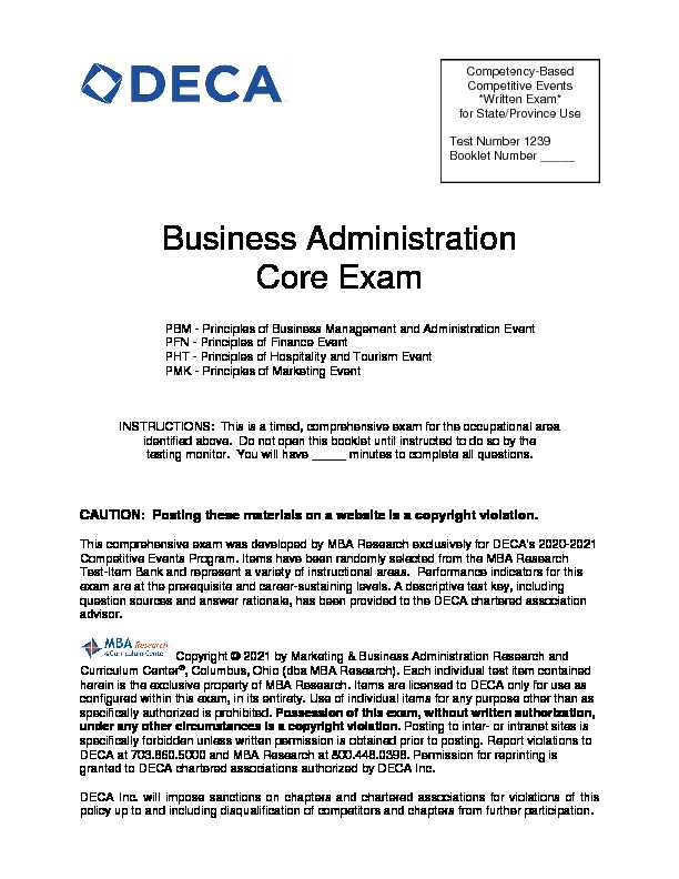 [PDF] Business Administration Core Exam