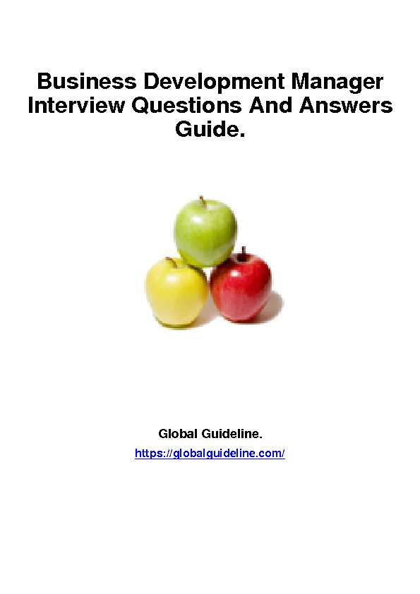 [PDF] Business Development Manager Interview Questions And Answers
