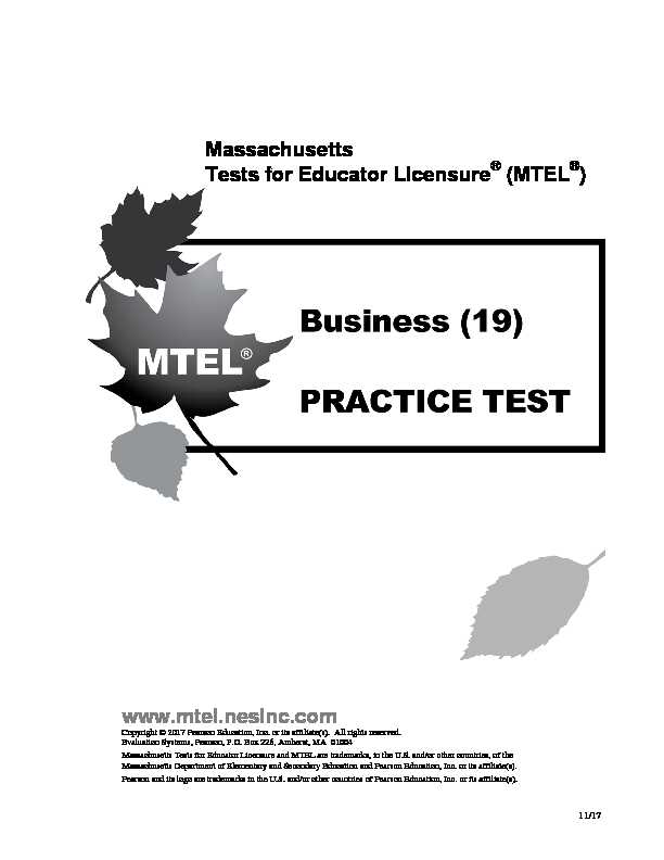[PDF] Business (19) Practice Test - MTEL
