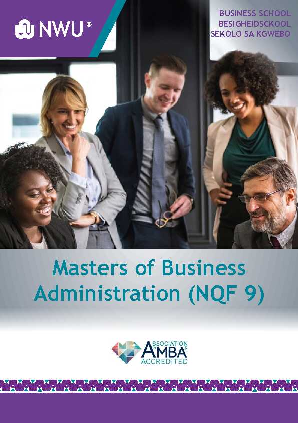 [PDF] Masters of Business Administration (NQF 9)
