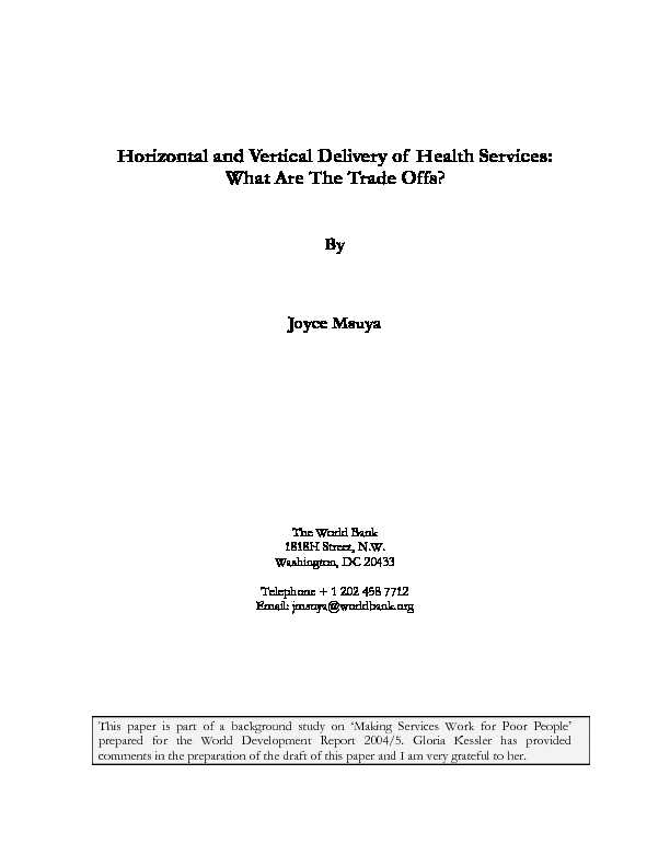 [PDF] Horizontal and Vertical Delivery of Health Services