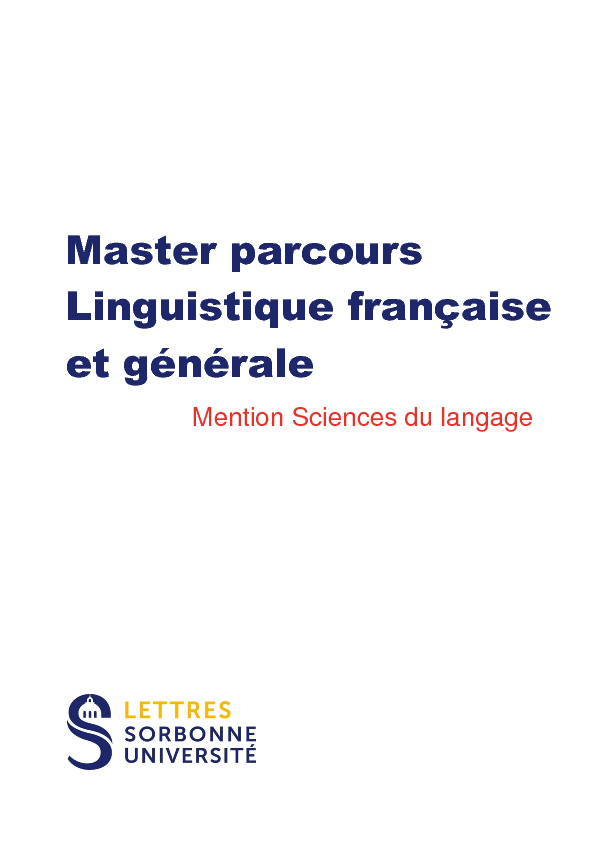 Master parcours Linguistique française et générale