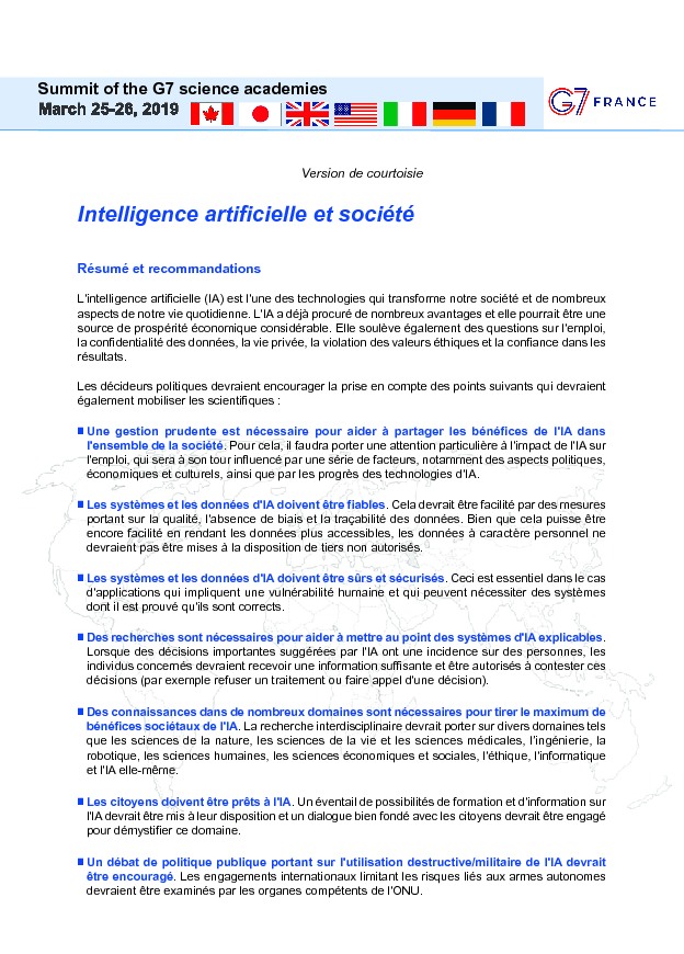 Intelligence artificielle et société