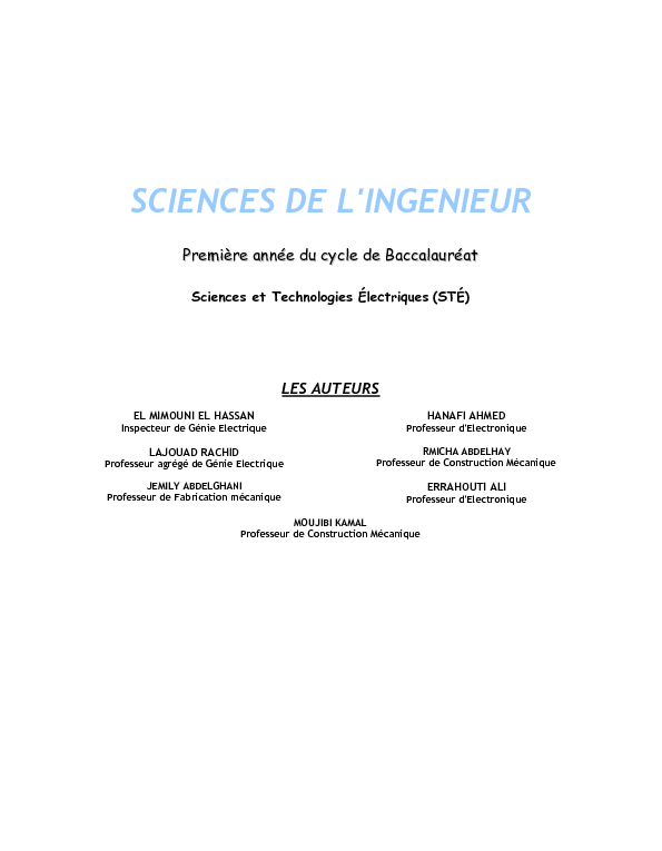 SCIENCES DE L'INGENIEUR