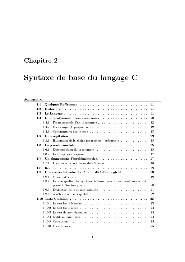 Syntaxe de base du langage C