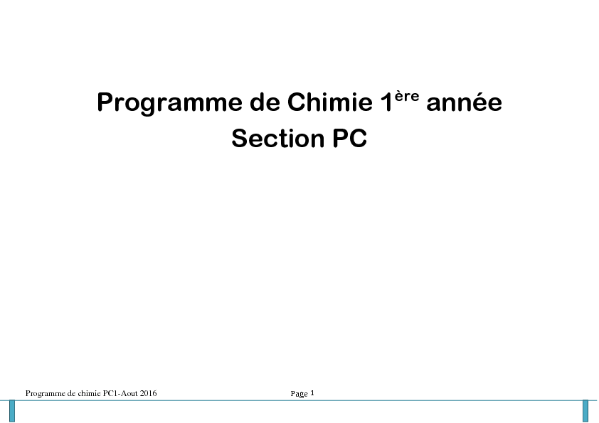 Programme de Chimie 1ère année Section PC