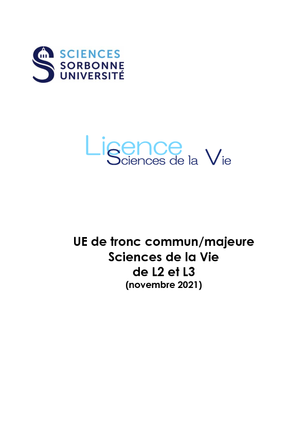 UE de tronc commun/majeure Sciences de la Vie de L2 et L3