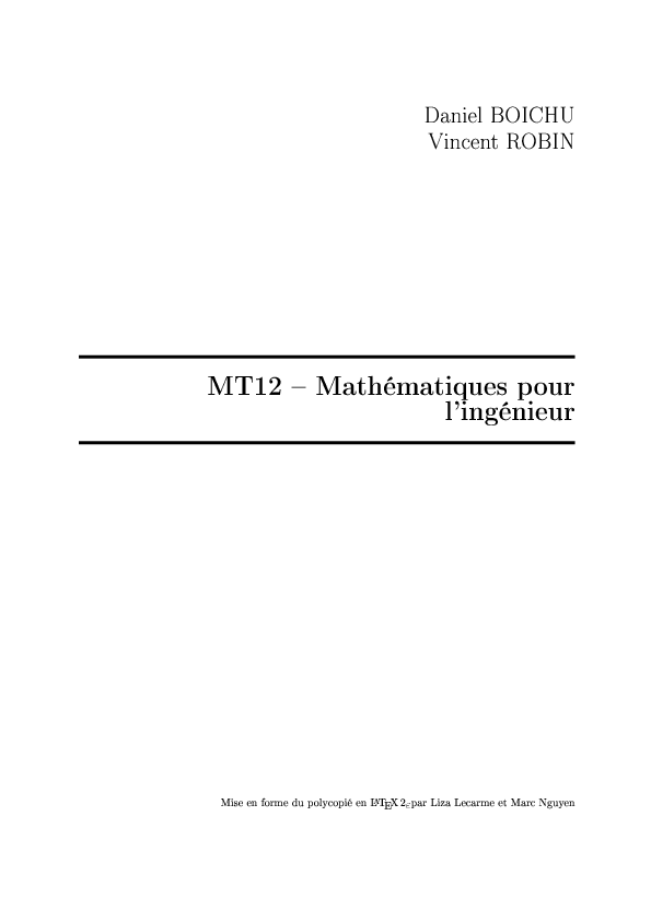 MT12 Mathématiques pour l'ingénieur