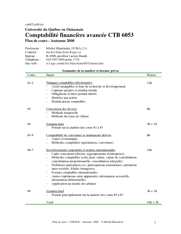Comptabilité financière avancée CTB 6053