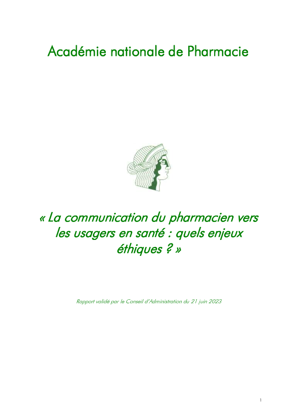 La communication du pharmacien vers les usagers en santé