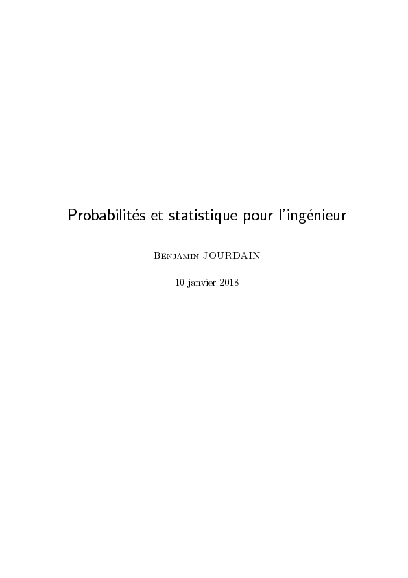 Probabilités et statistique pour l'ingénieur