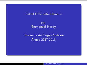Calcul Différentiel Avancé par Emmanuel Hebey Université de