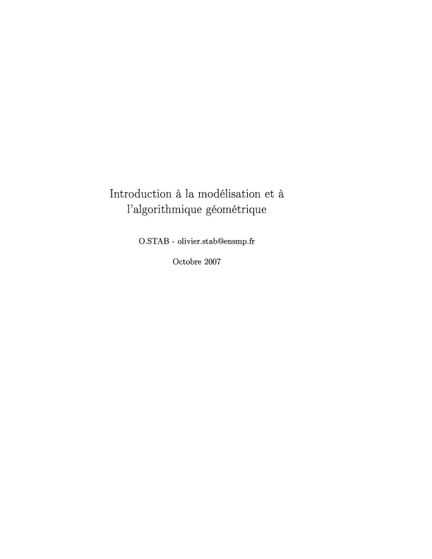 Introduction la modélisation et l'algorithmique géométrique OSTAB